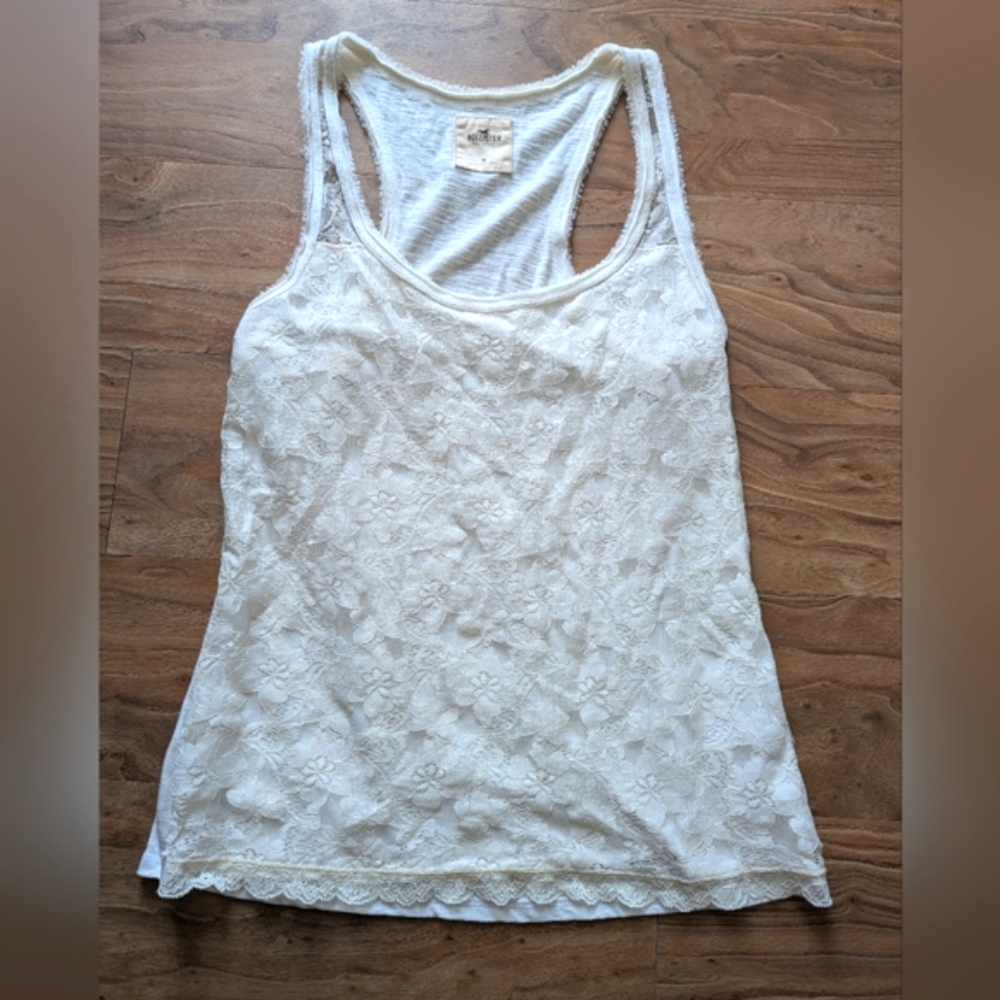 Hollister White Lace Tank Top